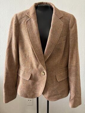Talbots Wool Blend Jacket Blazer Womens Size 8 Brown Equestrian Style